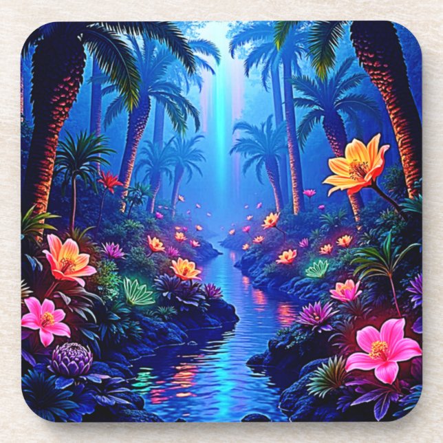 Enchanted Vibrant River Forest Dream Coaster (Front)