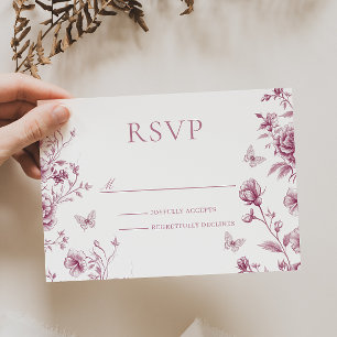 Enchanted Vintage Blush Dusty Rose Floral Wedding RSVP Card