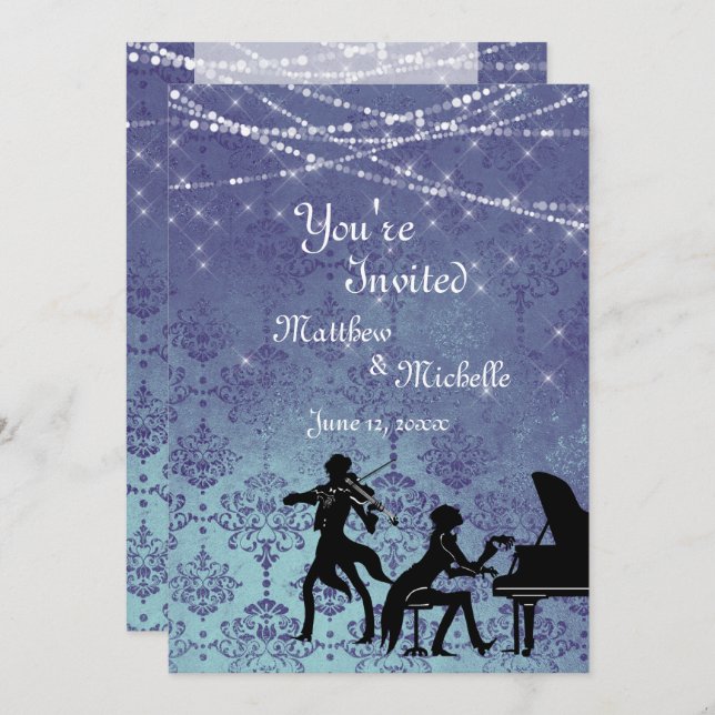 Enchanted Vintage Classical Music Wedding Invite (Front/Back)