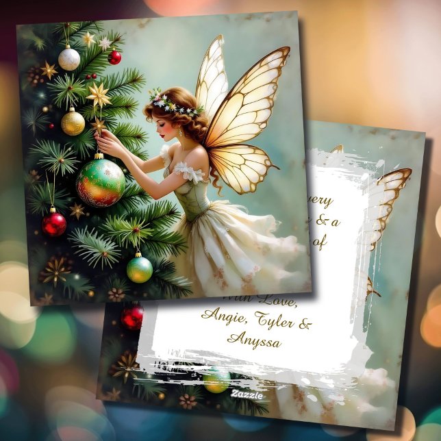 Enchanted Vintage Fairy Personalised Christmas Holiday Card (Creator Uploaded)