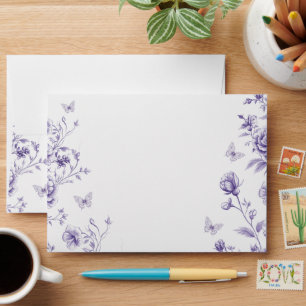 Enchanted Vintage Purple Floral Wedding Envelope