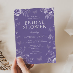 Enchanted Vintage Purple Lavender Bridal Shower Invitation