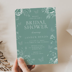 Enchanted Vintage Sage Floral Bridal Shower Invitation