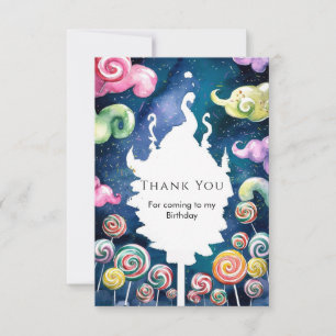 Enchanted Watercolor Candyland Birthday Thank You Card