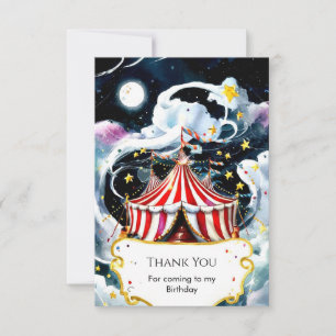 Enchanted Watercolor Circus Birthday Thank You Card