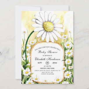 Enchanted Watercolor Daisy Baby Shower Invitation
