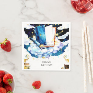 Enchanted Watercolor Fun Storybook Birthday Napkin