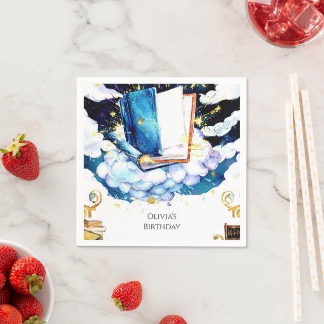 Enchanted Watercolor Fun Storybook Birthday Napkin (Insitu)