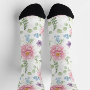 Enchanted Watercolor Garden Bouquet Socks