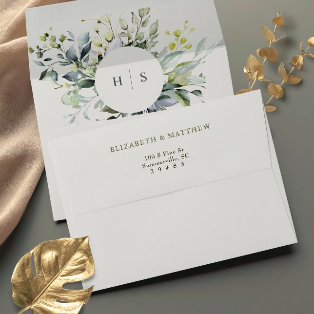 Enchanted Watercolor Greenery Wedding Envelopes (Creator Uploaded)