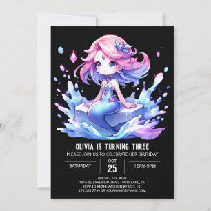 Enchanted Watercolor Mermaid Birthday Invitation