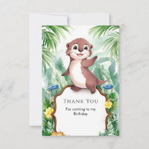 Enchanted Watercolor Otter Birthday Thank You Card