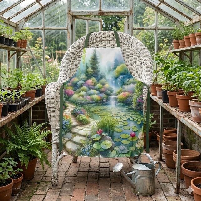 Enchanted Waterfall Garden Lily Pond Apron (Enchanted Waterfall Garden Lily Pond Apron Over Wicker Chair)