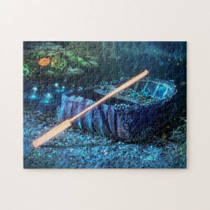 Enchanted Welsh Coracle - Bioluminescent Art Jigsaw Puzzle