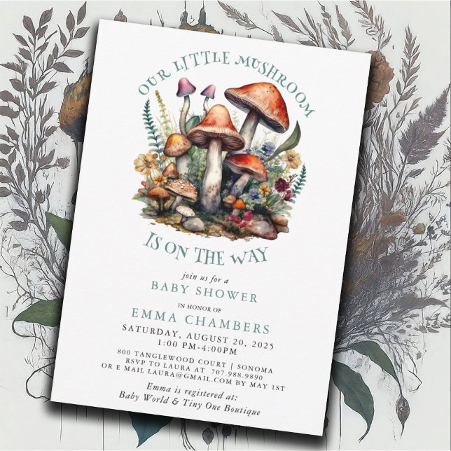 Enchanted Whimsical Mushrooms Woodland Baby Shower Invitation (Creator Uploaded)