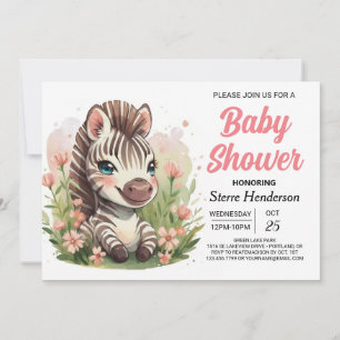 Enchanted Whimsical Safari Zebra Baby Shower Invitation