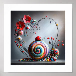 Enchanted Whirl: A Whimsical Snail's Garden Journe Poster