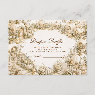 Enchanted White Pumpkin Village Diaper Raffle Enclosure Card