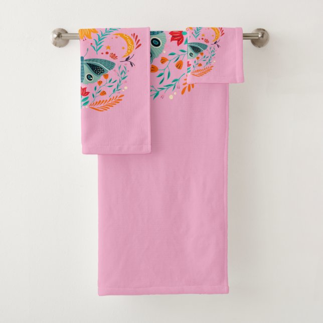 Enchanted Wings Magical Moth Butterfly Bath Towel Set (Insitu)