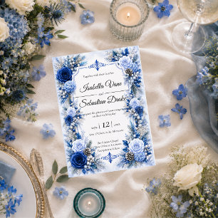 Enchanted Winter Blue Elegance Wedding Invitation