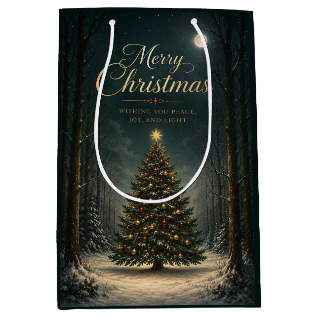 Enchanted Winter Forest Christmas Medium Gift Bag (Front)