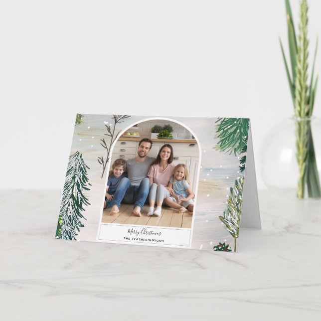 Enchanted Winter Forest Christmas Photo Postcard (Front)