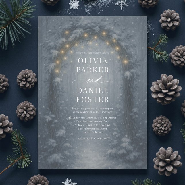 Enchanted Winter Forest Fairy Lights Wedding Invitation (Creator Uploaded)