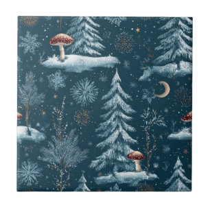 Enchanted Winter Forest Night Pattern (1) Tile