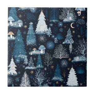 Enchanted Winter Forest Night Pattern (3) Tile