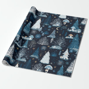 Enchanted Winter Forest Night Pattern (3) Wrapping Paper