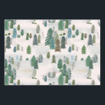 Enchanted Winter Forest Wrapping Paper Sheet<br><div class="desc">Hand painted holiday design featuring a wintery green pine tree forest on an ivory coloured snowy background.</div>