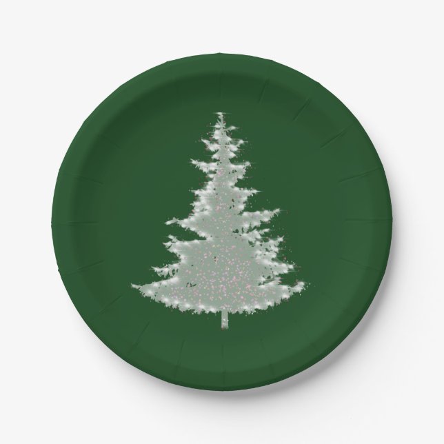 Enchanted Winter Glow Christmas Tree Paper Plate (Front)