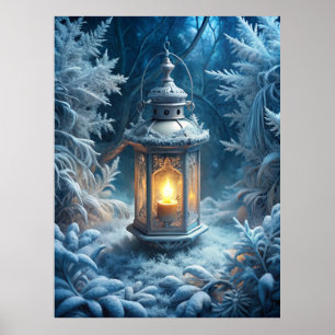 Enchanted Winter Lantern – Magical Snowy Forest  Poster