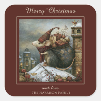 Enchanted Winter Mouse Square Sticker