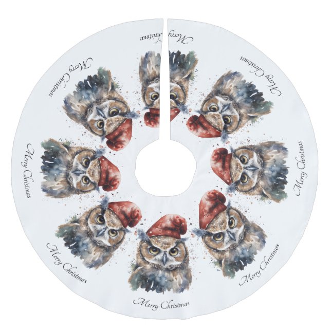 Enchanted Winter Owl, custom Brushed Polyester Tree Skirt (Front)