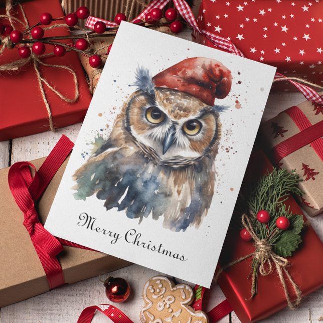 Enchanted Winter Owl, custom Foil Holiday Card (Creator Uploaded)