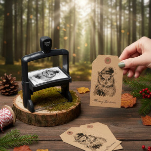 Enchanted Winter Owl, custom Self-inking Stamp