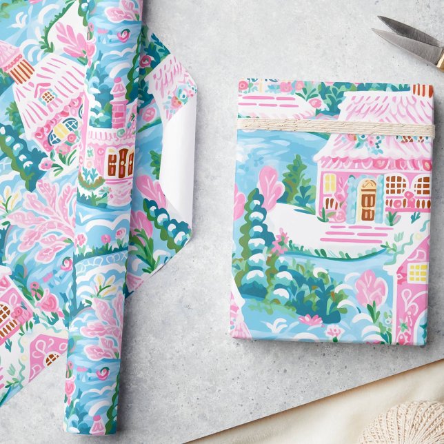 Enchanted Winter Pastel Pink Gingerbread Christmas Wrapping Paper (Creator Uploaded)