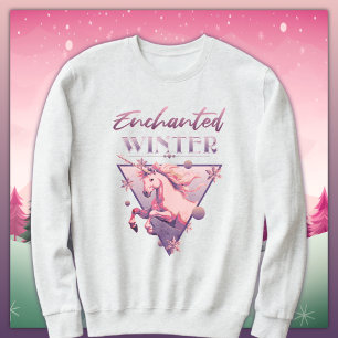 Enchanted Winter Pink Unicorn Retro Sweatshirt