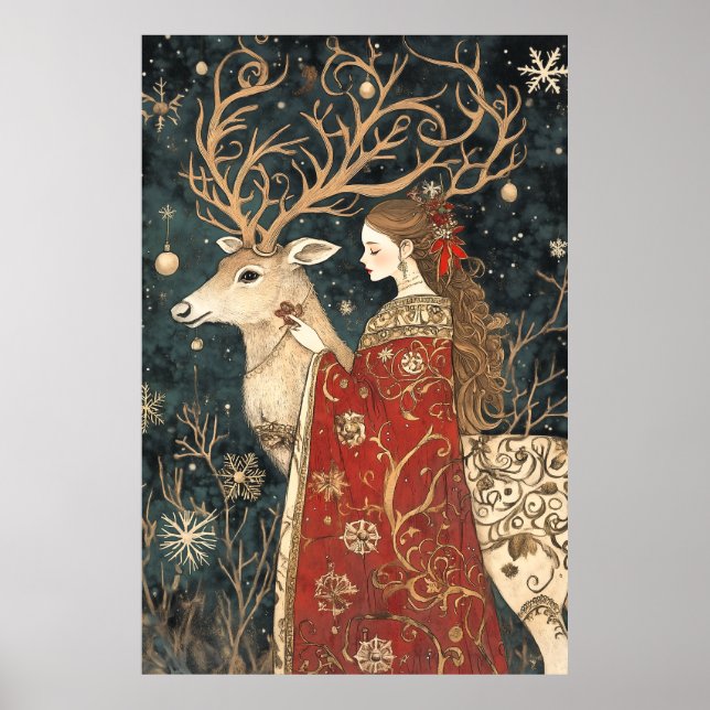 Enchanted Winter: The Maiden and the Stag Poster (Front)