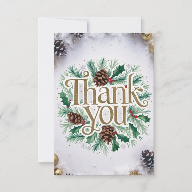 Enchanted Winter Wish Happy Holidays Thank You Card (Front)