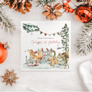 Enchanted Winter Woodland Birthday Napkin