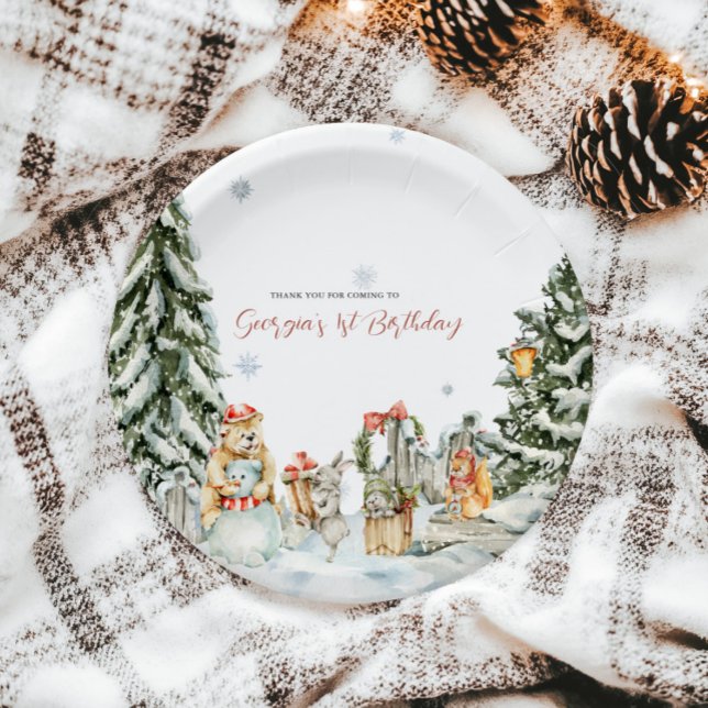Enchanted Winter Woodland Birthday Paper Plate (Creator Uploaded)