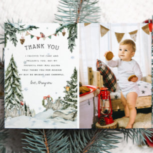 Enchanted Winter Woodland Birthday Thank You Card