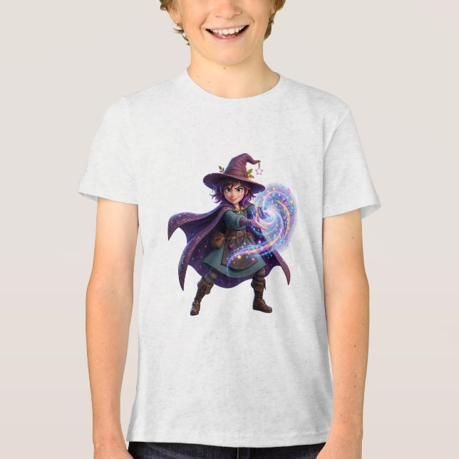 Enchanted Witch Casting Magic Halloween Fantasy Tri-Blend Shirt (Front)