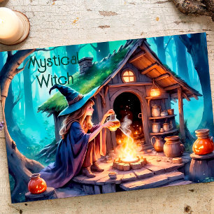 Enchanted Witch Cottage Magical Forest Artwork Poster