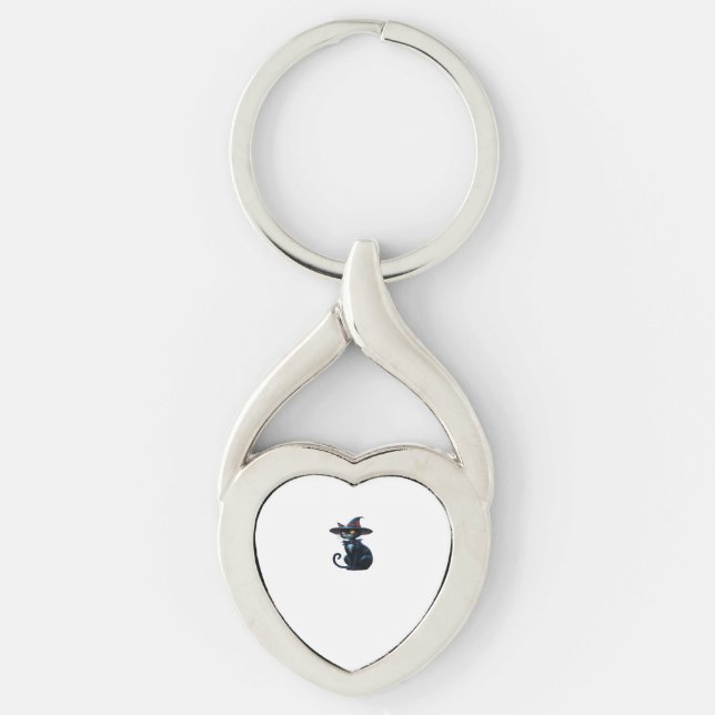 Enchanted Witch Halloween Cat Scene Classic T-Shir Key Ring (Front)