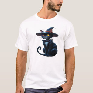 Enchanted Witch Halloween Cat Scene Classic T-Shir T-Shirt
