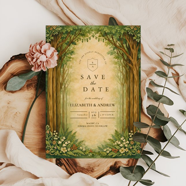 Enchanted Woodland Arch Wedding Save The Date (Creator Uploaded)