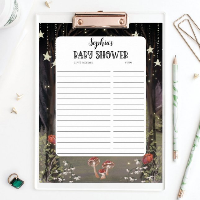 Enchanted Woodland Baby Shower Gifts Received List Poster (Creator Uploaded)
